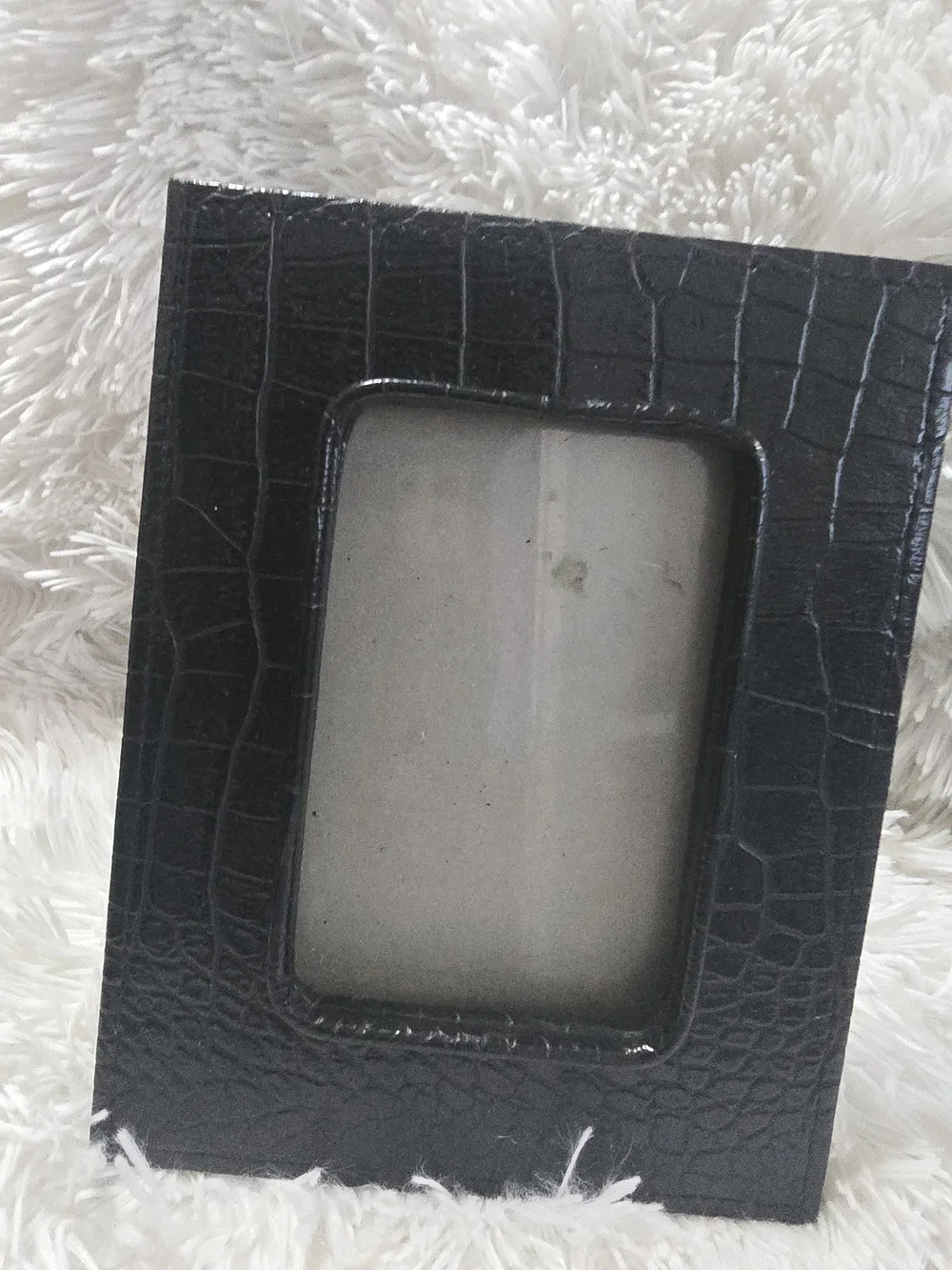 Textured Black Faux-Croc Photo Frame